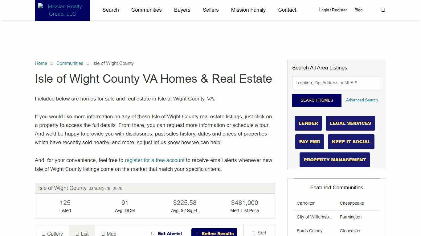 Isle of Wight County VA Homes for Sale - Isle of Wight County Real Estate