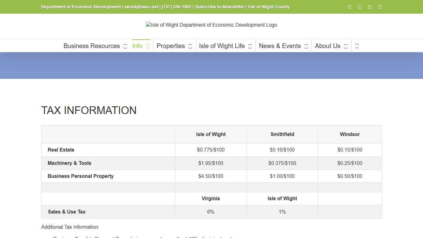 Taxes – Isle of Wight Department of Economic Development
